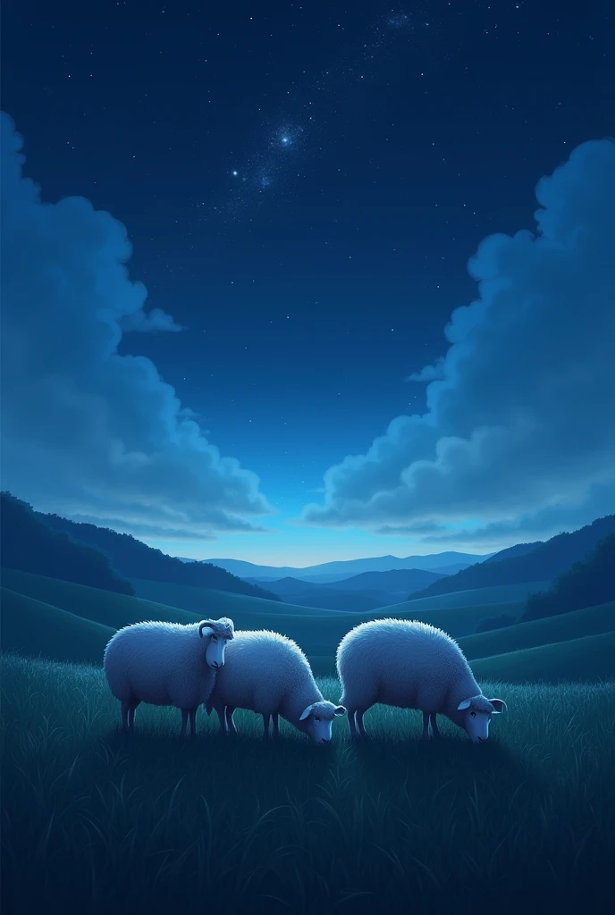 Sheep at night and let the image be horizontal 