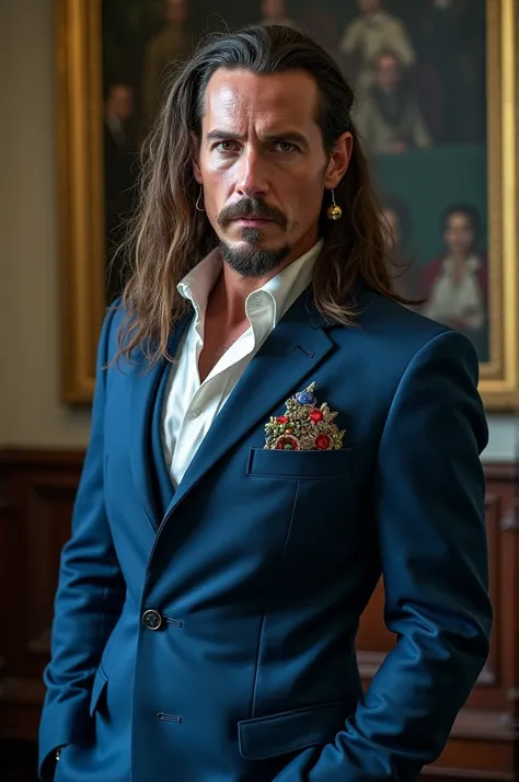 Captain Jack Sparrow ready to marry in blue suit