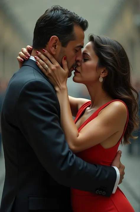 An image showing Pedro Sánchez and Ayuso kissing 