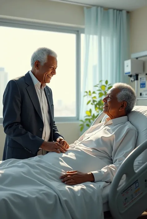 Nelson Mandela visiting President Luis Inácio Lula da Silva at the hospital