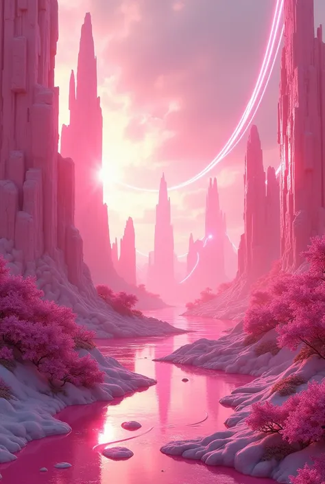 A high-quality pink futuristic landscape 