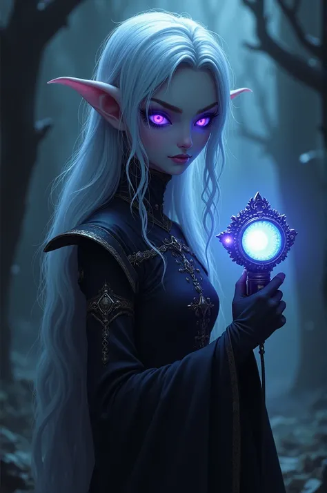  Elf, drow, coludia ,  flashlight,  violet eyes