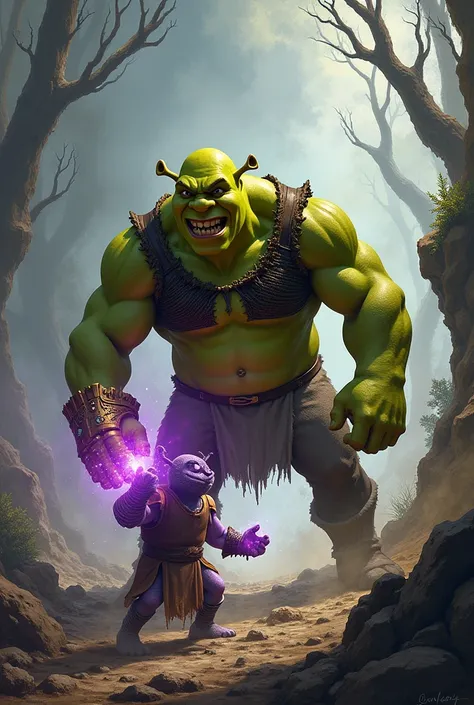 Angry Shrek vs Thanos 