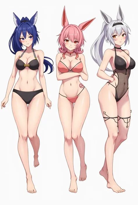 
 Character Settings :
 character on the left :
name： Aoi
No hair color :  blue
hairstyle :  ponytail
Ears :  fox ear（２t）
clothing:  extremely revealing black micro bikini top and 、 extreme low rise string bikini bottoms
Body type ： Big Breasts
Weapon :  J...