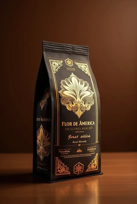 Picture for Flor de America coffee brand color brown gold and black packaging