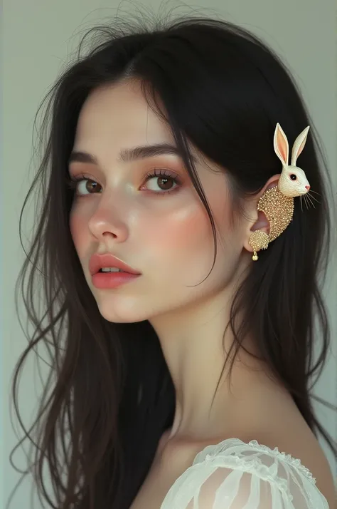 Sarah Braga dos Santos with a rabbit earring