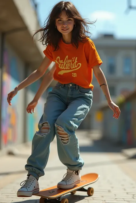 Young 21 year old brunette skater styles 
