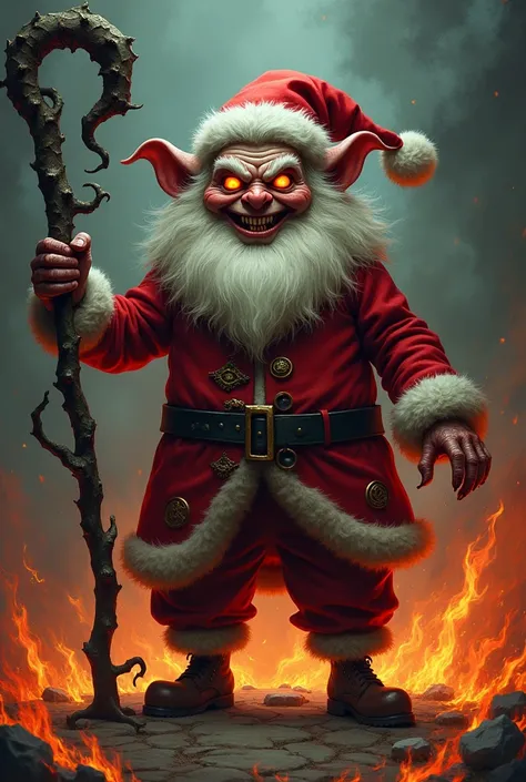 A leprechaun from hell dressed as Santa Claus