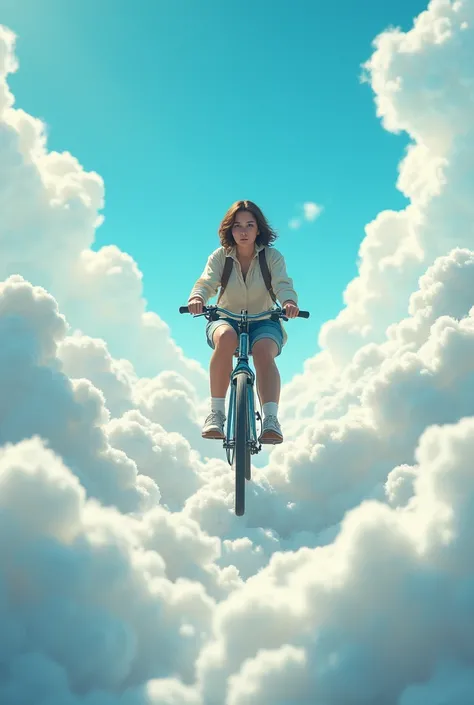 I want you to ride a bike in the cloud but looking at the image