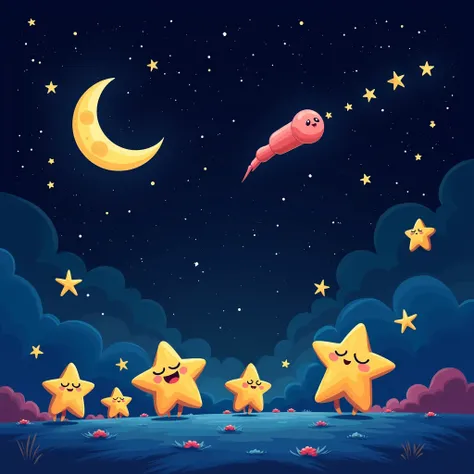 a night sky cartoon style