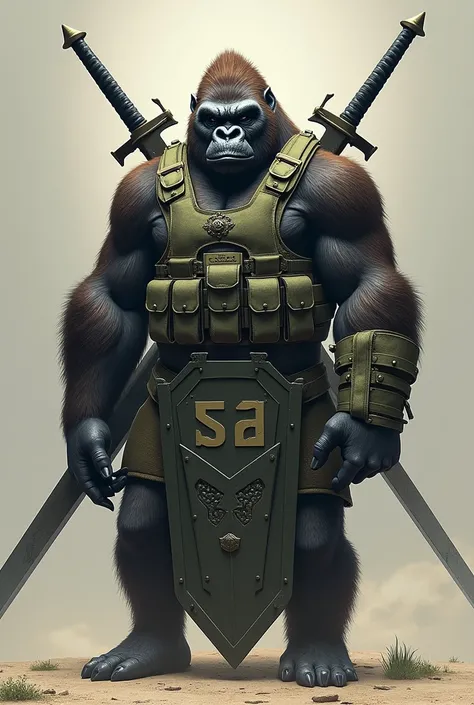 Very cool shield coat with gorilla in vest and 762 fantastic rifle. And below put T-31 and 3rd CIA .
I also want two swords crossing the shield from behind.