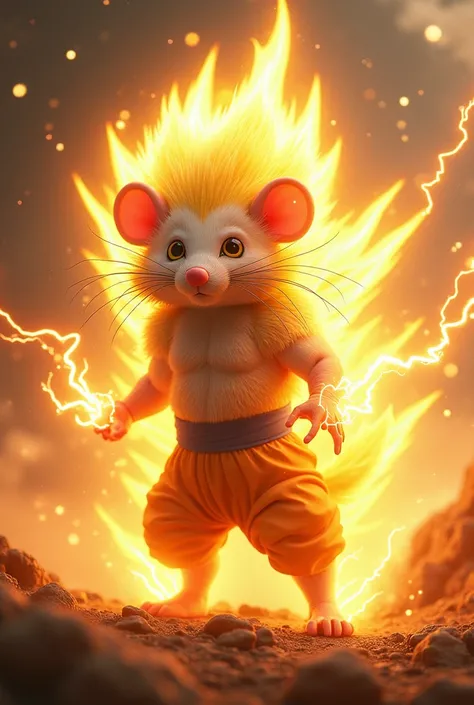 Please, Create an image of a possum in super Sayayín mode (dragonball)