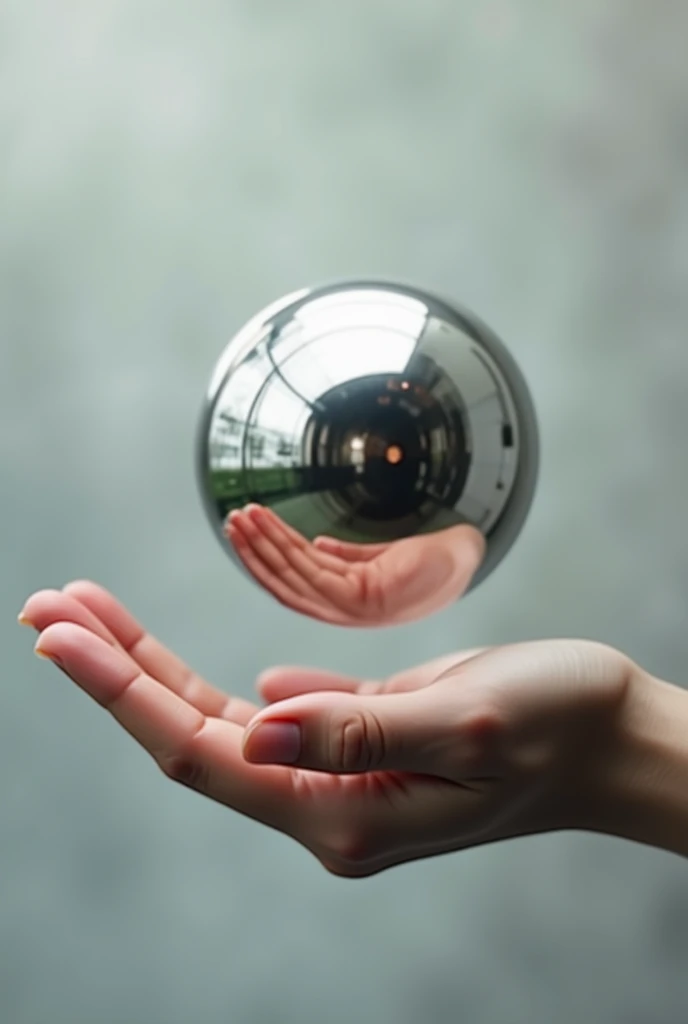 metal sphere floating in hand