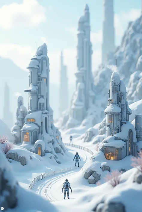 A picture of mini snowy town in the future 