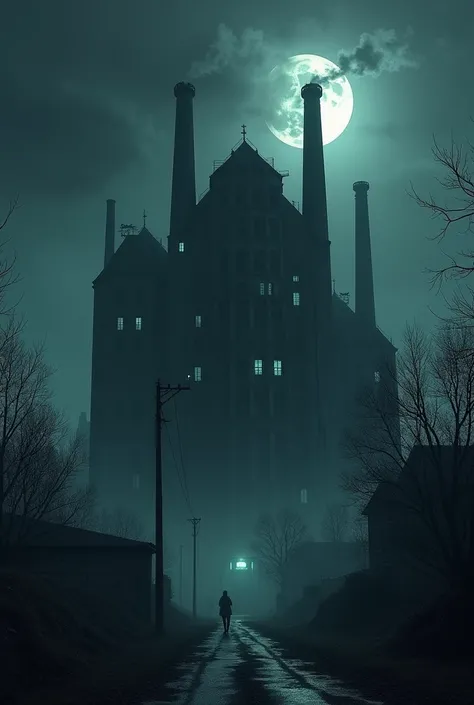 A picture of scary factory in night