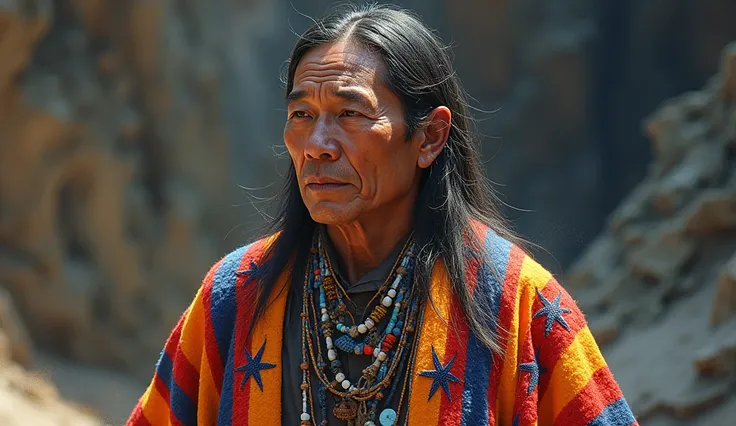 Pagé American Indian with colorful coat 