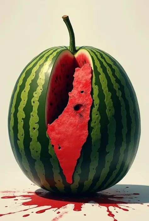 In other words, I want it to be the watermelon that has the silhouette of the world and that this game and that inside it you can see the map of Palestine I am in order to show the red of blood war