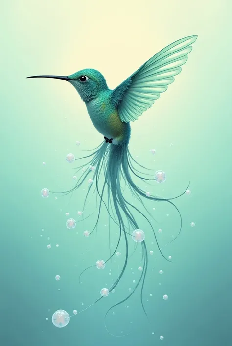 A combination of a hummingbird and a sea jellyfish for a small tattoo
