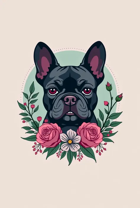 Milu Perfumería, but in English, creates a logo whose colors are purple and green and the inspiration is a French bulldog 