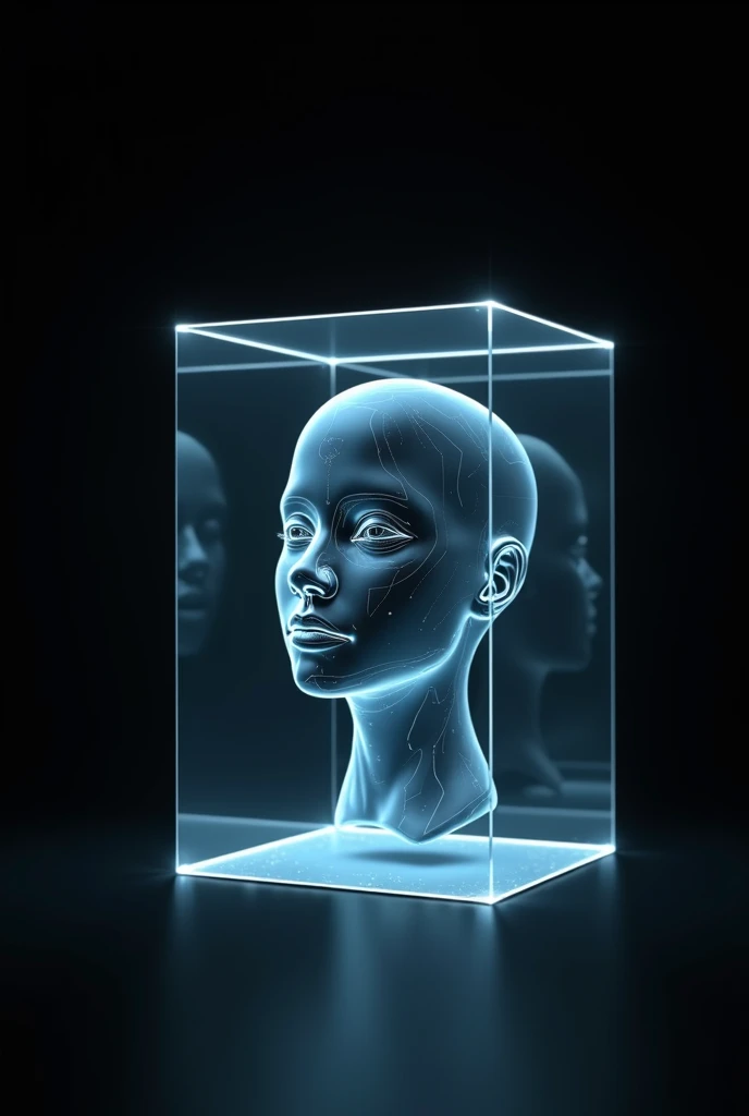 hologram of human head made with square with black background