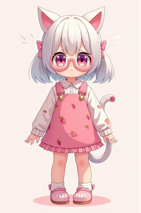 Roblox ia girl,Blouse kawaii pink Argyle sweater white school uniform,hair Hikikomori girl short pigtails-white,Short kawaii pink strawberry overall dress,Cat Foot Paws,Hand Cat Paws,Lin glasses