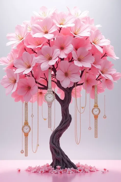 Create me an image of Sakura that has modern shoe chains and that has a diamond watch