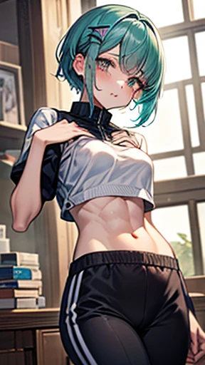  girls、{ one boy }、 heterosexual lover、 gradient hair、( Dark Green Hair }、 light blue hair、{ princess cut}、 short hair、{ Long Locks}、Kogal、{{{ dark skin }}}、Bloomers、{ Tracksuit }、{{{{Abs Wonders 、 absolute resolution 、 top quality、 high definition 、 very ...