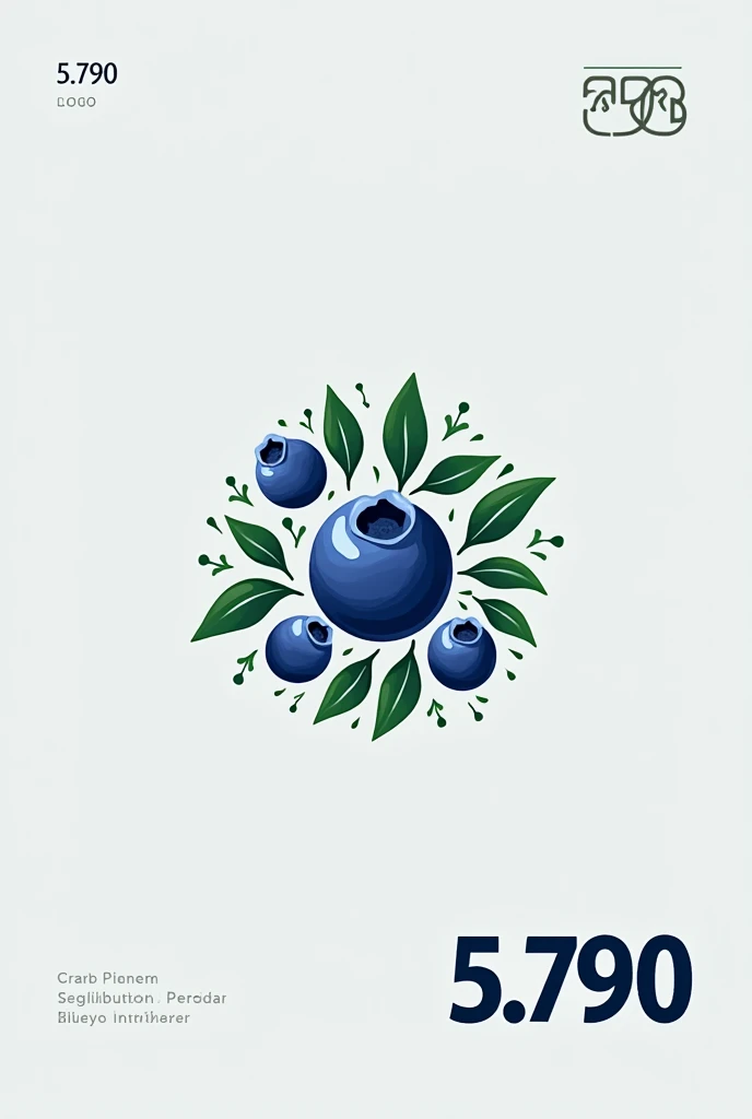 A design for an organic blueberry distributor with the name 5.790. 
