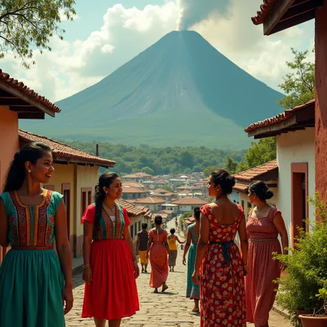 Nicaragua, Women,volcano,town