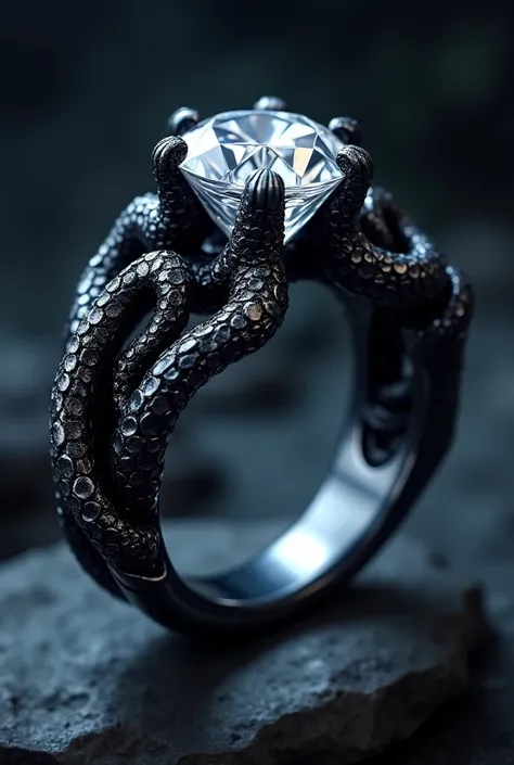 Venom and diamond symbiont wedding ring