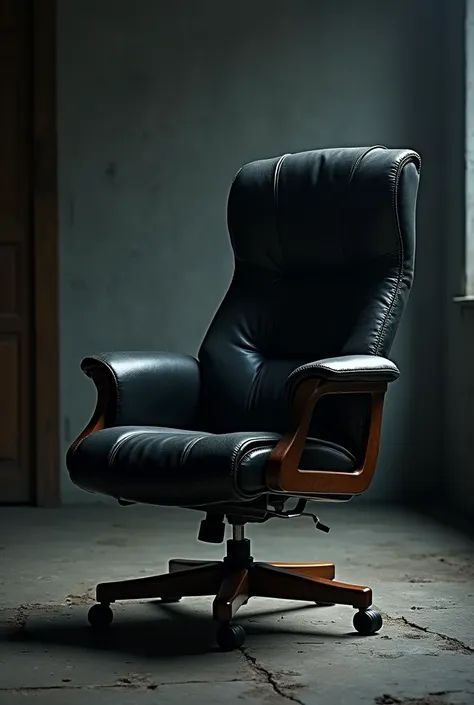 Black executive chair with broken back