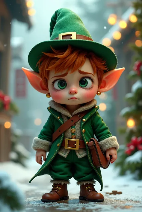 Christmas leprechaun that looks like a worried  boy