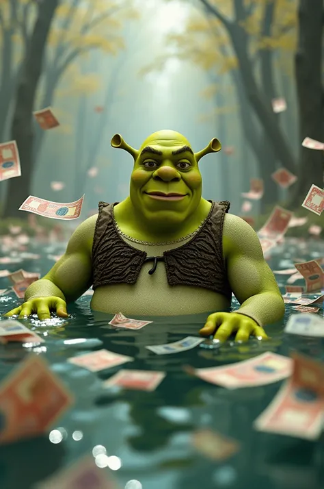 Shrek in the banknote pool 