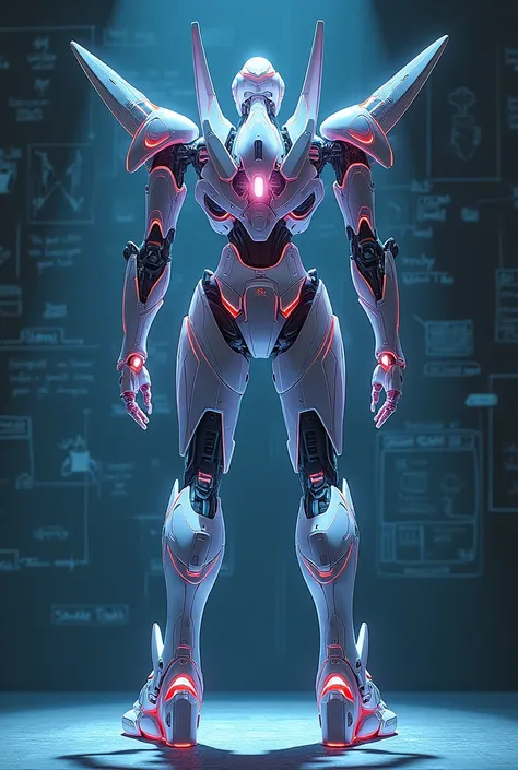 (masterpiece:1.2,Superior Quality,Mirror finish,Cinematic Experience , realistic:2.0, RAW photo:2.0, super detailed),8k, wallpaper,,( projected on a hologram:2.0),(Hard Edge:2.0),(Robot blueprint:2.0),(Draw a back view:2.0),(新世紀 Evangelion :2.0),( Evangeli...