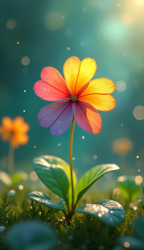 A rainbow-colored four-leaf clover that exists in a happy world
The background is sparkling
A four-leaf clover that floats fluffily
Realistic leaves that look like real