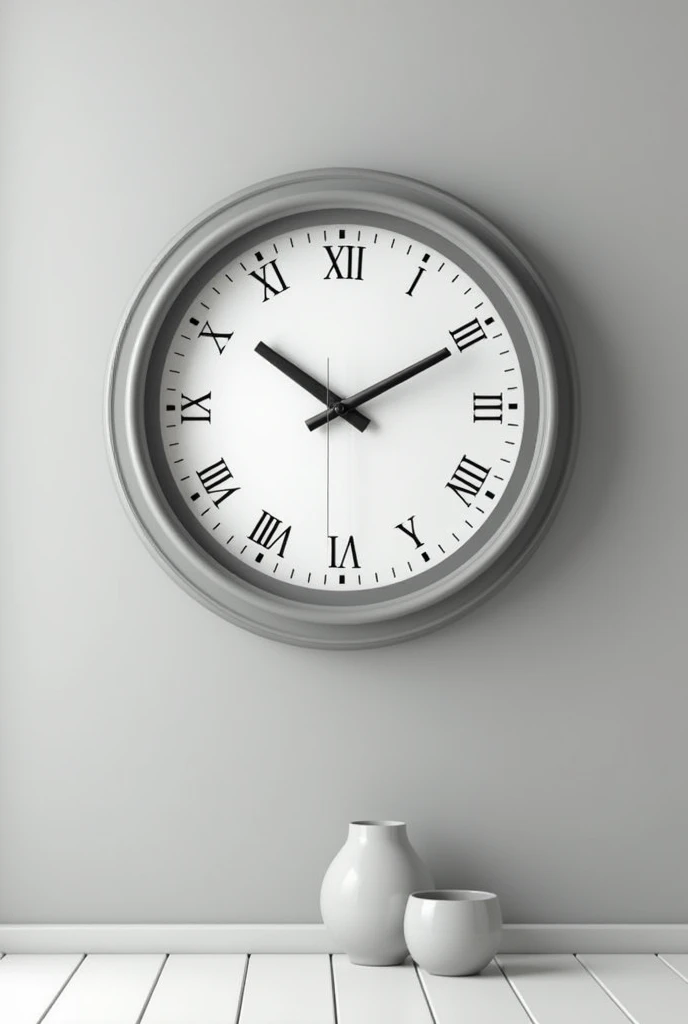 Creat a image of analog wall round clock showing time 5 oclock and 55 minutes in black and white . Write number in roman . Dont give border line. Just number should be in round. Clock should be facing straight 