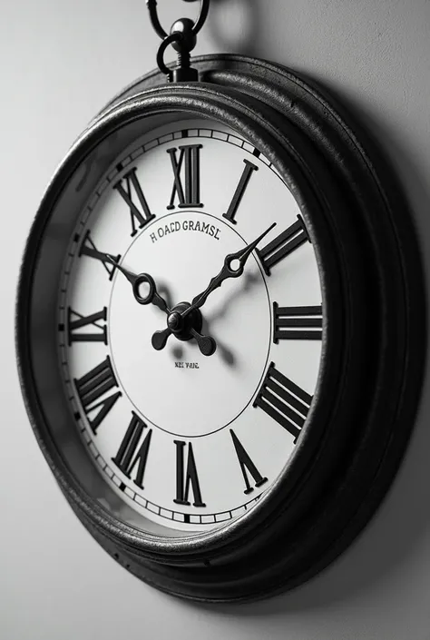 Old roman wall clock in roman  in black and white 