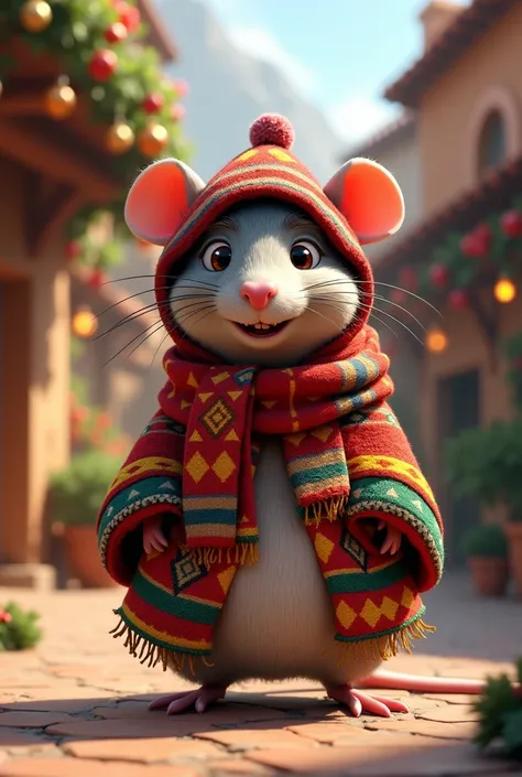 A rat in a Peruvian Christmas costume