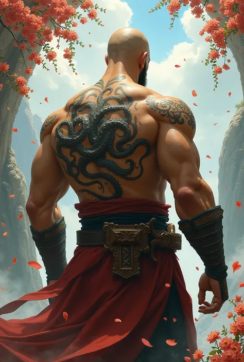 Suikoden、Flower Osho 、 Lu Zhishen 、 octopus tattoo on his back、Monk
