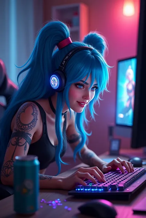 Jinx playing on the computer 