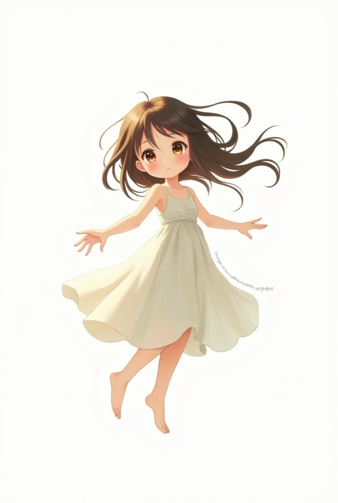 Mobian girl, floating pose, solo, white, anime style 