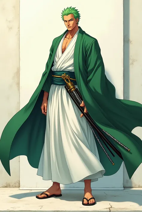  Roronoa Zoro,  one-piece details with white kimono and green wano-style cloak and its 3 katanas, Do it with beautiful 
 