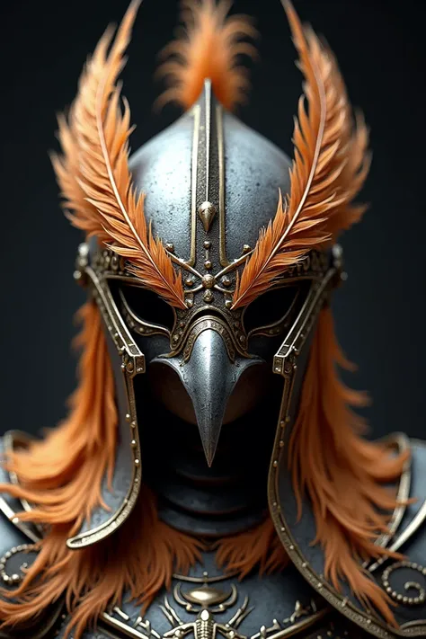  Make a medieval helmet with a designer with feathers,  with a hawk as inspiration , But let it cover your whole face 