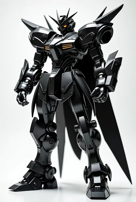 hyper realistic octane rendering unreal engine image of full body image of intricately detail mecha robotic inspired generic villain Gundam which in gothic theme & outlook. Most of the parts in black & white, with some chrome & steel color. gothic vibe, ac...