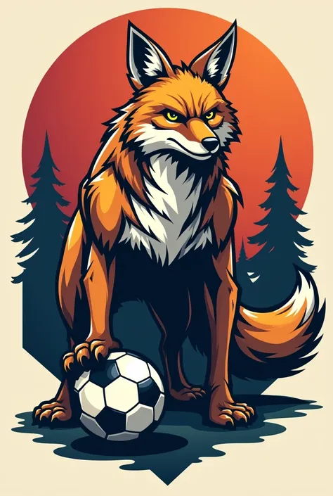 Create a drawing of a coyote for a soccer team logo 