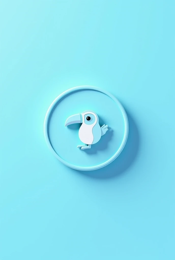 Create a light blue 2d coin with a toucan icon in the center