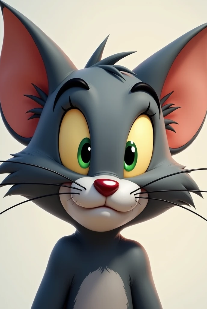 Tom from the cartoon Tom and Jerry is only more beautiful to look at his face in front