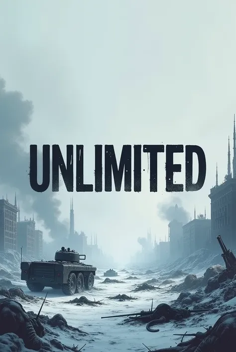 Make a cover that says unlimited and in the background a war in the snow