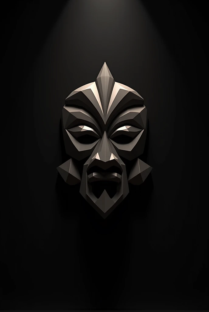 Imagine logo design « TSOGO » 3d  avec le symbole un masque africain fond noir 