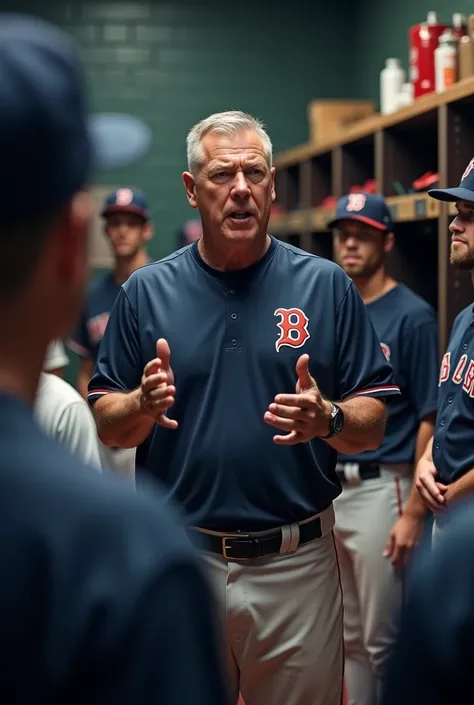 baseball coach in dressing room